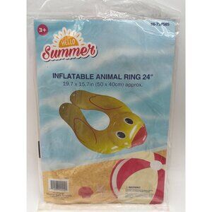 Inflatable Animal Ring 24" Yellow Duck Pool Float For Kids Age 3+